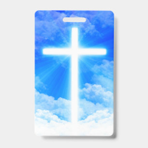 Badge Croix de lumière Jésus-Christ personnalisable chré