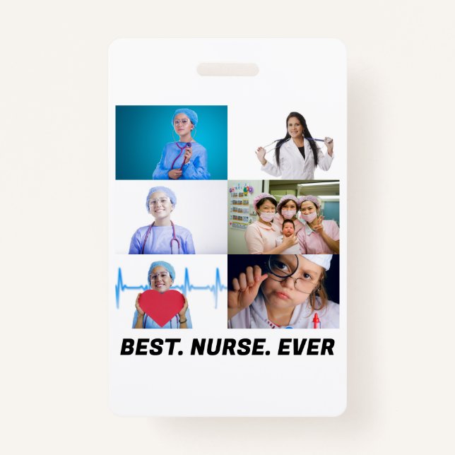 Badge Custom Best Nurse Ever 6 photo collage (Devant)