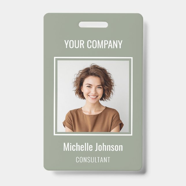 Badge Custom Business Basic Simple Employee Name Photo (Avant)