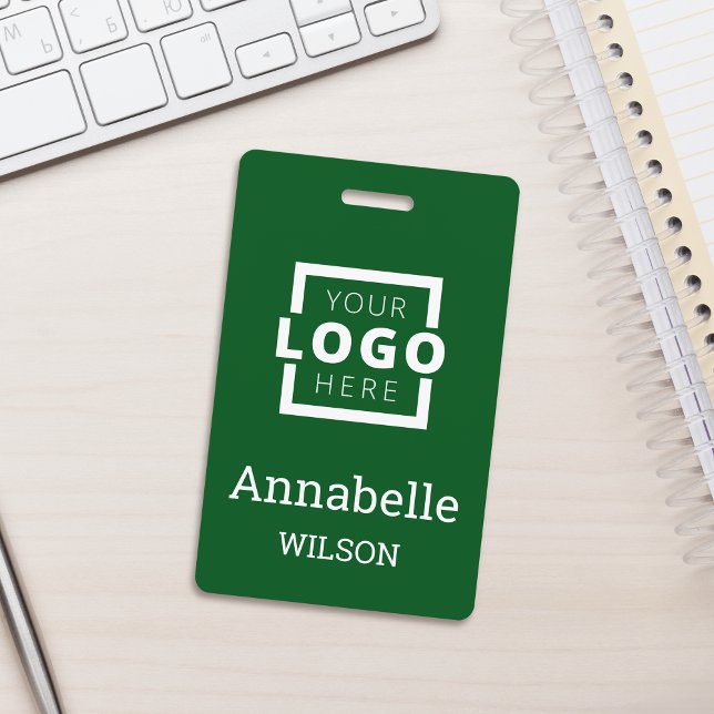 Badge Custom Business Logo Basic Employee Name Green (Créateur téléchargé)