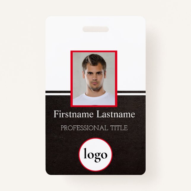 Badge Custom Employee - Photo, Bar Code, Logo, Name Badg (Devant)