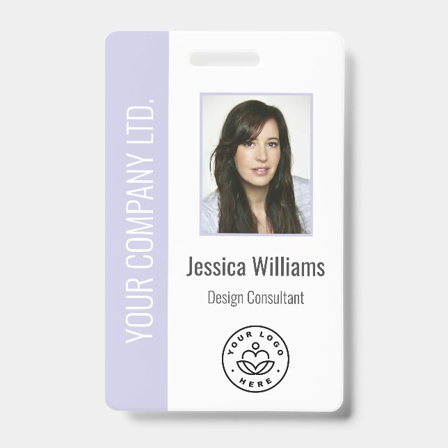Badge Custom Employee Photo, Bar Code, Logo, Name Lilac (Avant)
