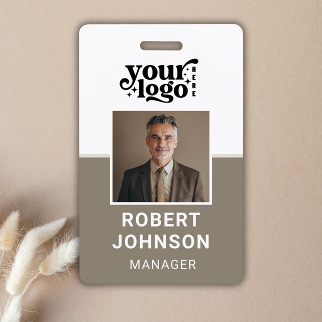 Badge Custom Employee Photo Company Logo Modern Name  (Custom Employee Photo Company Logo Modern Name Badge)