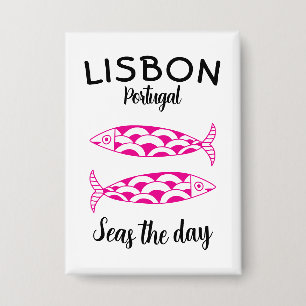 Badge Custom Lisbonne Portugal Voyage côtier Poisson ver