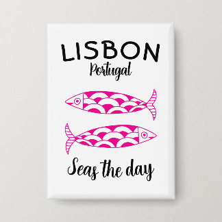 Badge Custom Lisbonne Portugal Voyage côtier Poisson ver
