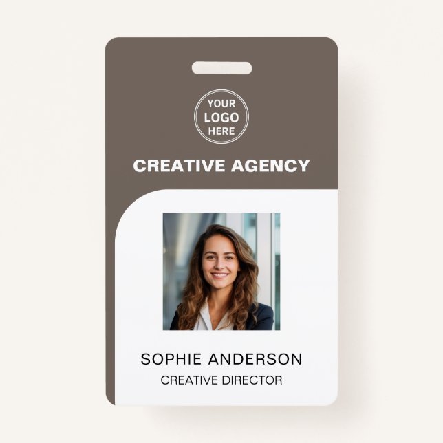 Badge Custom Logo Photo Bar Code Employee Staff Name (Devant)