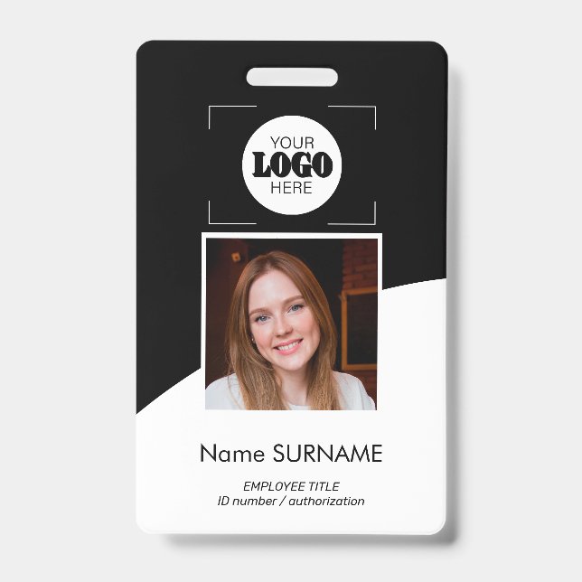 Badge Custom logo photo QR code black and white ID (Avant)