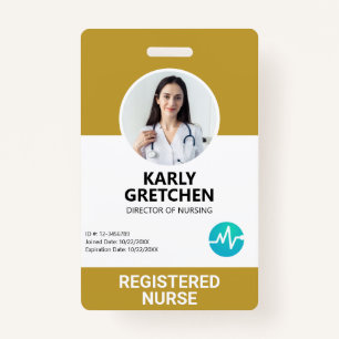 Badge Custom Modern Hospital Employé Photo ID Jaune
