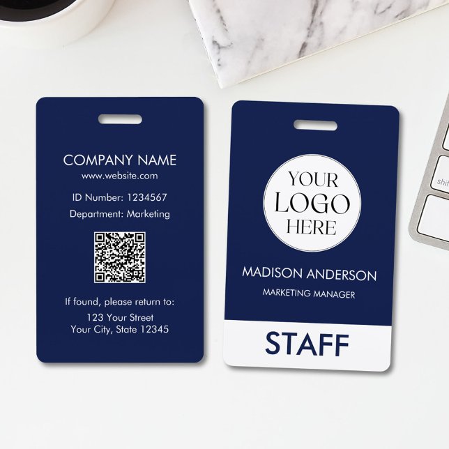 Badge Custom Name Corporate Business Logo Employee (Back and Front)