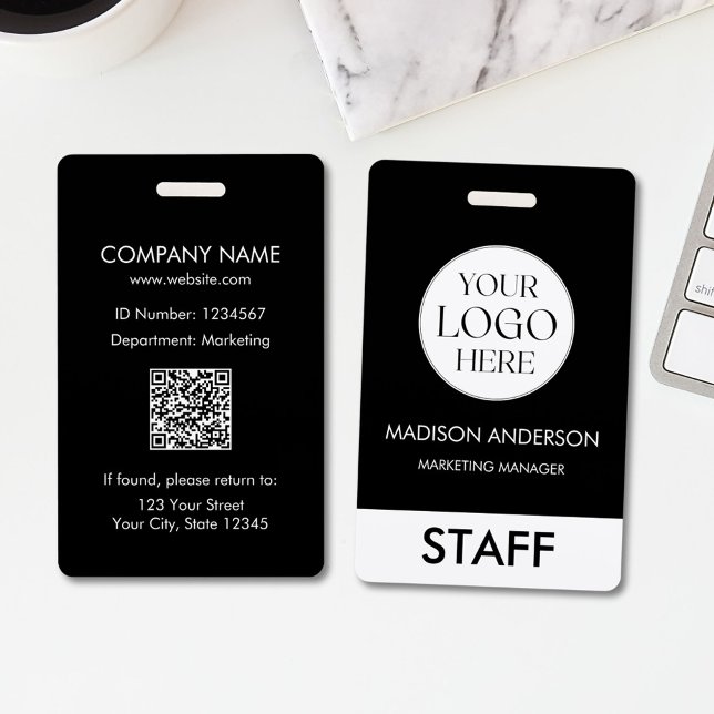 Badge Custom Name Corporate Business Logo Employee (Back and Front)