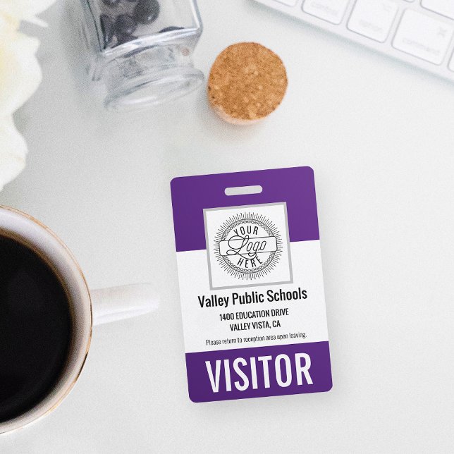 Badge Custom Name & Logo School Campus Visitor Pass ID (Créateur téléchargé)