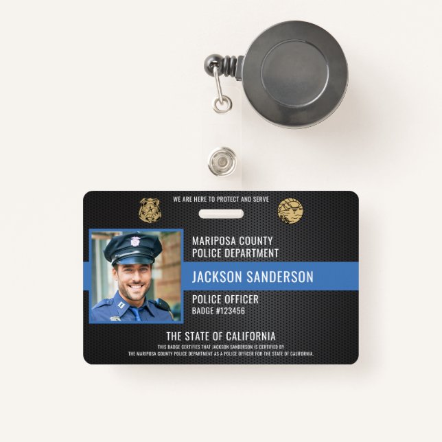 Badge Customizable Law Enforcement Police Employee ID (Front with Retractable)