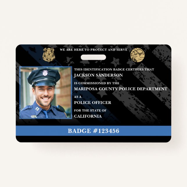 Badge Customizable Police Officer Law Enforcement ID (Devant)