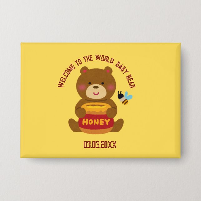 Badge Cute Bear thème Baby shower garçon (Recto)
