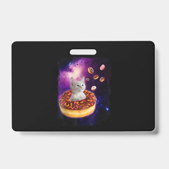 Badge Cute Chat À L'Intérieur De Donut Dans L'Espace Ama (Avant)