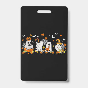 Badge Cute Ghost Boire Café Halloween Fall Ghost Bo
