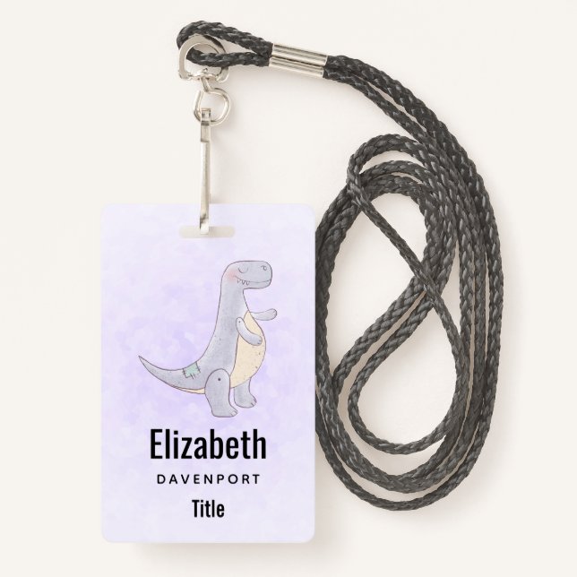 Badge Cute Gray Tyrannosaure Rex Dinosaur Toy (Devant avec lanière)