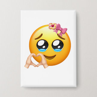 Badge Cute Heart Hands Emoji Pin - Coquette Aesthetic