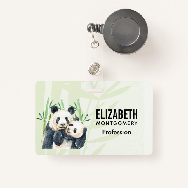 Badge Cute Panda Ours Cuddin Aquarelle (Front with Retractable)
