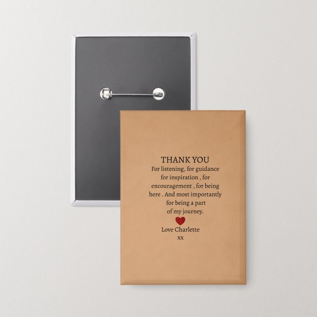 Badge cute personalized thank you love  (Recto/Verso)