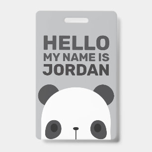 Badge Cute petit ours Panda avec nom personnalisé