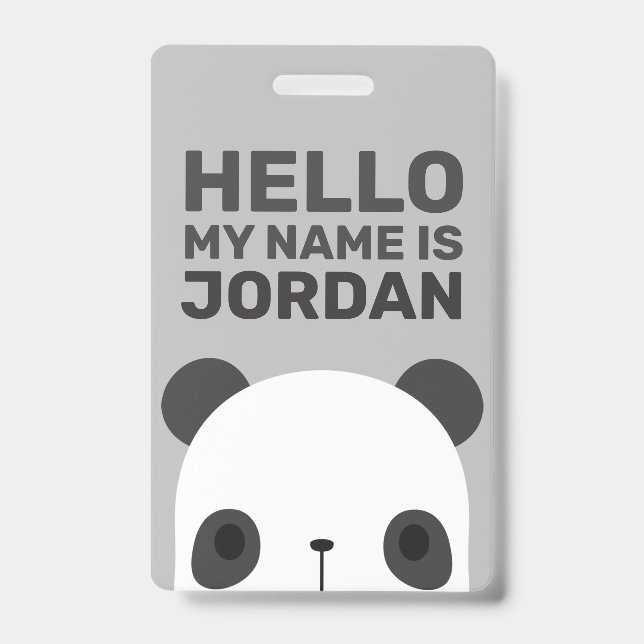 Badge Cute petit ours Panda avec nom personnalisé (Avant)