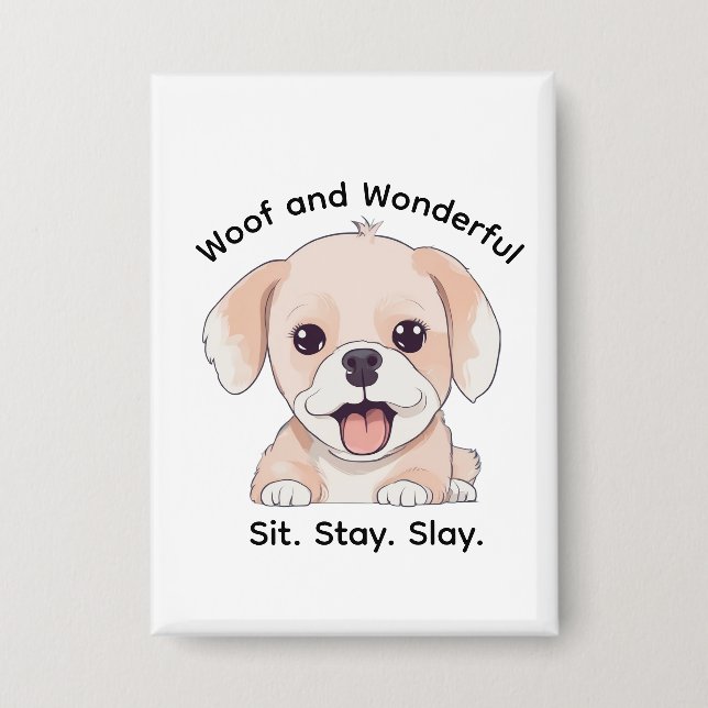 Badge Cute Puppy Lovers Stylish Dog Mom Rectangle Button (Recto)