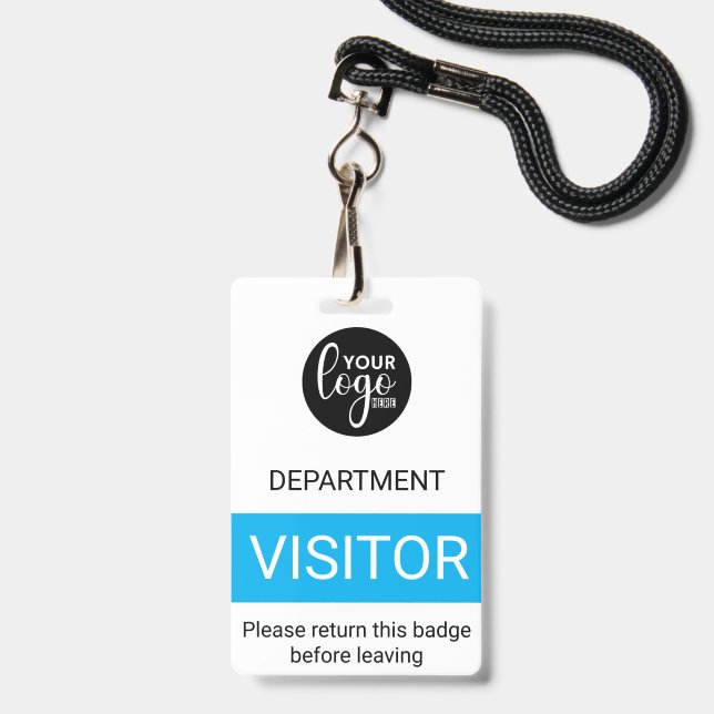 Badge d'accès Code Couleur Visiteur Logo Simple Bl (Avant avec lanière)