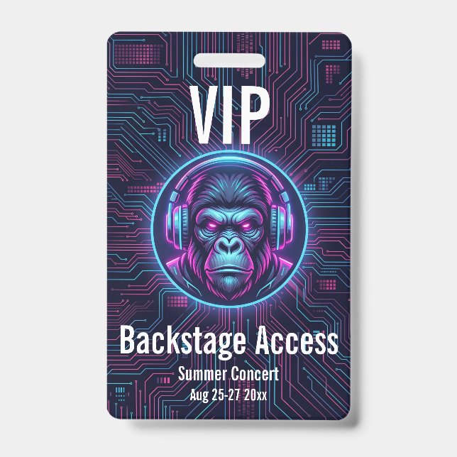 Badge d'accès VIP personnalisé Backstage pour conc (Avant)