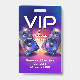 Badge d'accès VIP personnalisé pour concert avec h