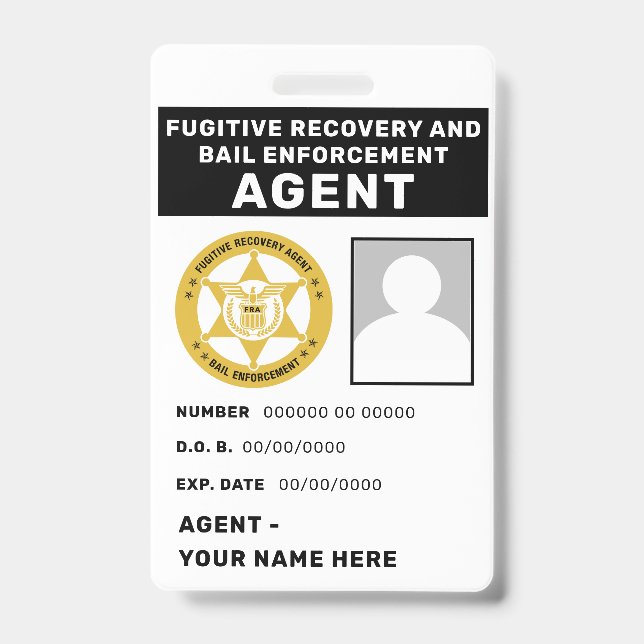 Badge d'AGENT DE RÉCUPÉRATION DE FUGITIF ET DE RÉC (Avant)