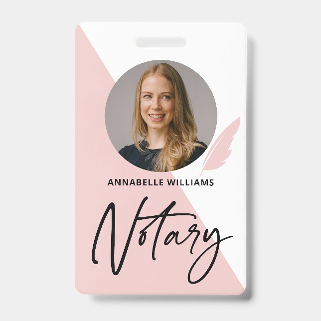 Badge d'agent de signature de notaire photo modern (Avant)