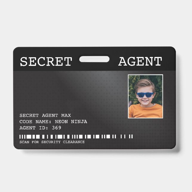 Badge d'agent secret espion - NOIR (Avant)