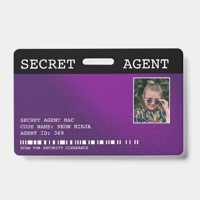 Badge d'agent secret espion - VIOLET (Avant)
