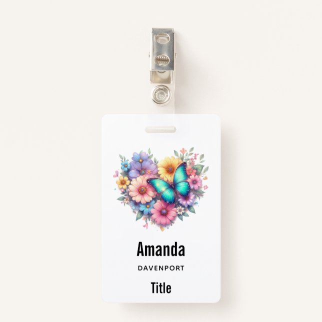 Badge Daisy Flowers with a Beautiful Butterfly (Devant avec clip)