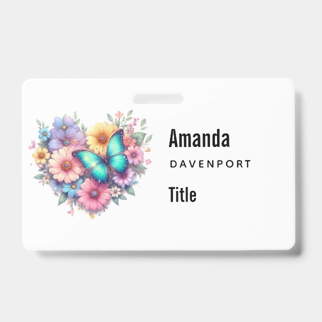 Badge Daisy Flowers with a Beautiful Butterfly (Avant)