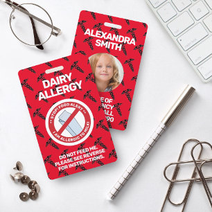 Badge d'alerte d'allergie aux produits laitiers, a