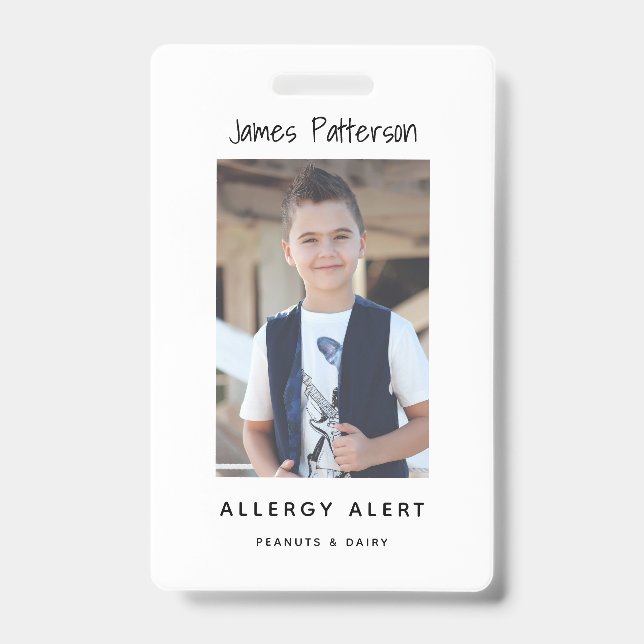 Badge d'alerte d'allergie personnalisé avec photo  (Avant)
