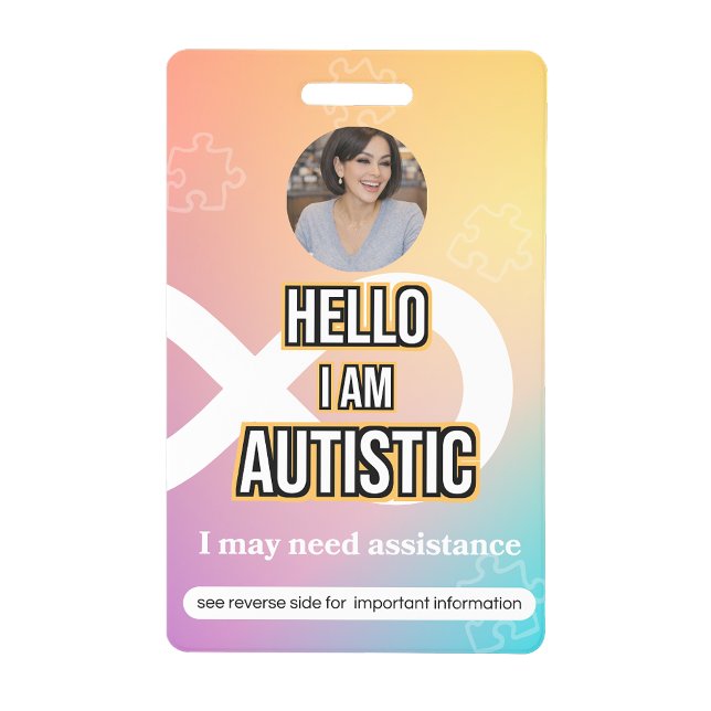 Badge d'alerte de photo d'identification pour l'au (Autism Alert Photo ID Alert Badge)