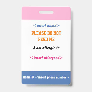 Badge d'allergie alimentaire