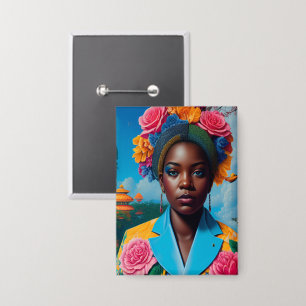 Badge Dame avec une veste de costume florale