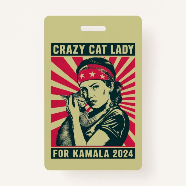 Badge Dame Du Chat Fou Pour Kamala 2024 (Devant)
