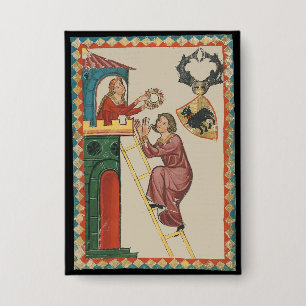 Badge Dame offrant un cadeau à un prétendant, 14e siècle