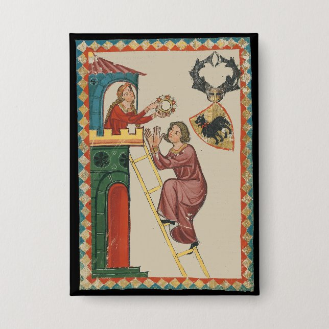 Badge Dame offrant un cadeau à un prétendant, 14e siècle (Recto)