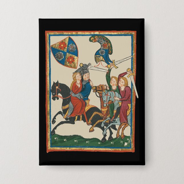 Badge Damsel In Distress, Art Médiéval Du XIVe Siècle (Recto)