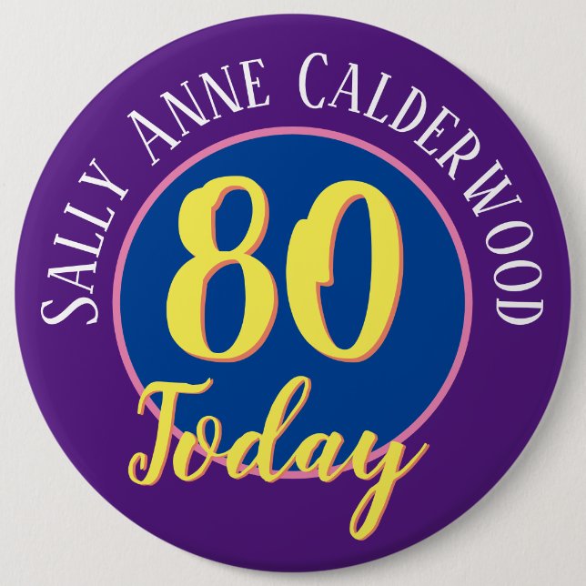 Badge d'anniversaire 80e à personnaliser. (Devant)