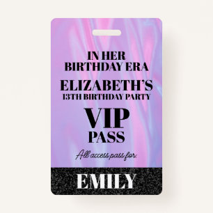Badge Dans son âge d'anniversaire VIP PASS Custom Party 