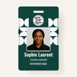 Badge Dark Green Abstract Shapes Business Staff Pass ID