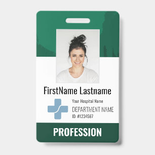 Badge Dark Green Doctor, Nurse, Health Aide Photo ID