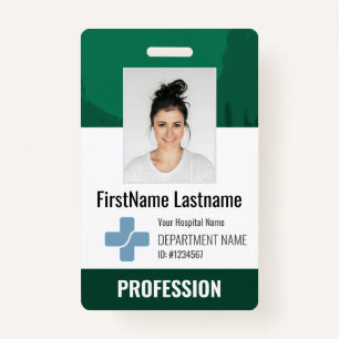 Badge Dark Green Doctor, Nurse, Health Aide Photo ID